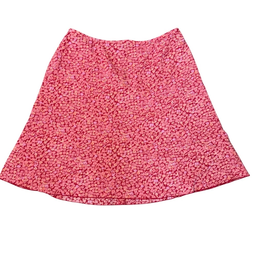 Norton McNaughton Red Pink Floral Ditsy Print A-Line Mini Skirt Womens Size 14